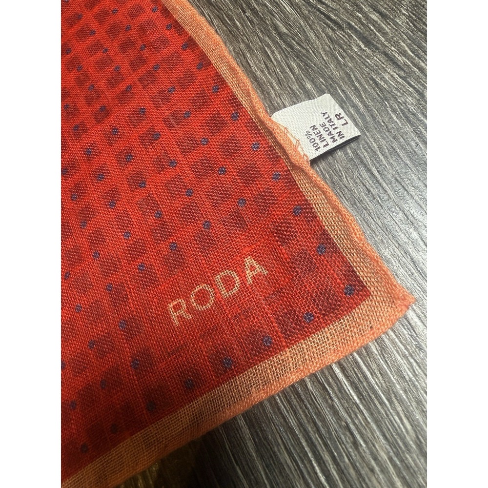 Roda 100% Linen Pocket Square In Multicolor Made in Italy - Picture 4 of 4